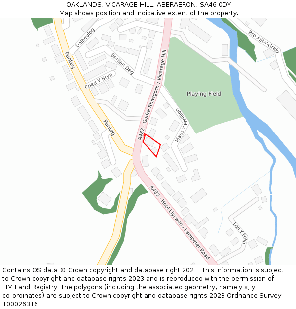 OAKLANDS, VICARAGE HILL, ABERAERON, SA46 0DY: Location map and indicative extent of plot