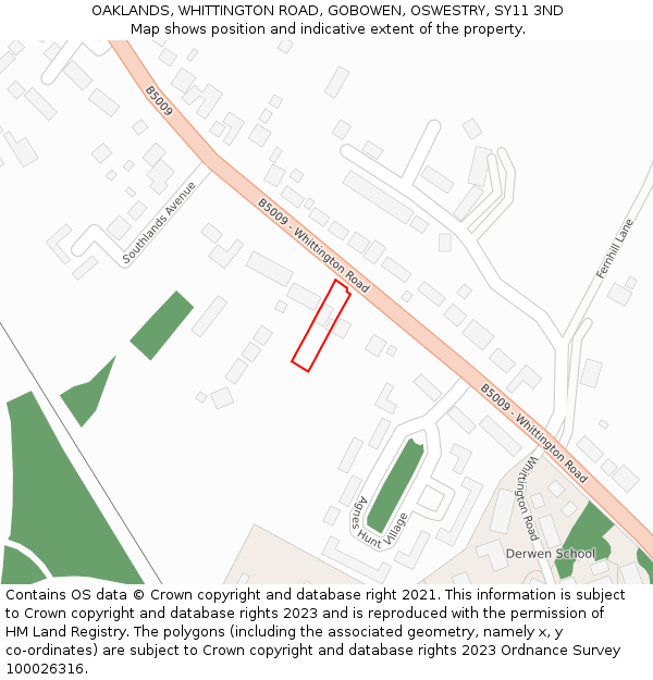OAKLANDS, WHITTINGTON ROAD, GOBOWEN, OSWESTRY, SY11 3ND: Location map and indicative extent of plot