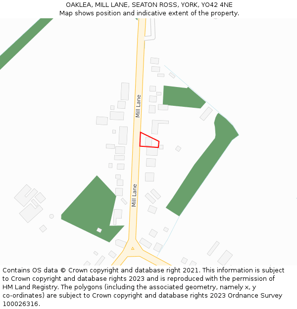 OAKLEA, MILL LANE, SEATON ROSS, YORK, YO42 4NE: Location map and indicative extent of plot