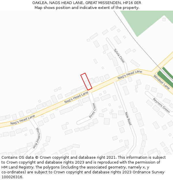 OAKLEA, NAGS HEAD LANE, GREAT MISSENDEN, HP16 0ER: Location map and indicative extent of plot