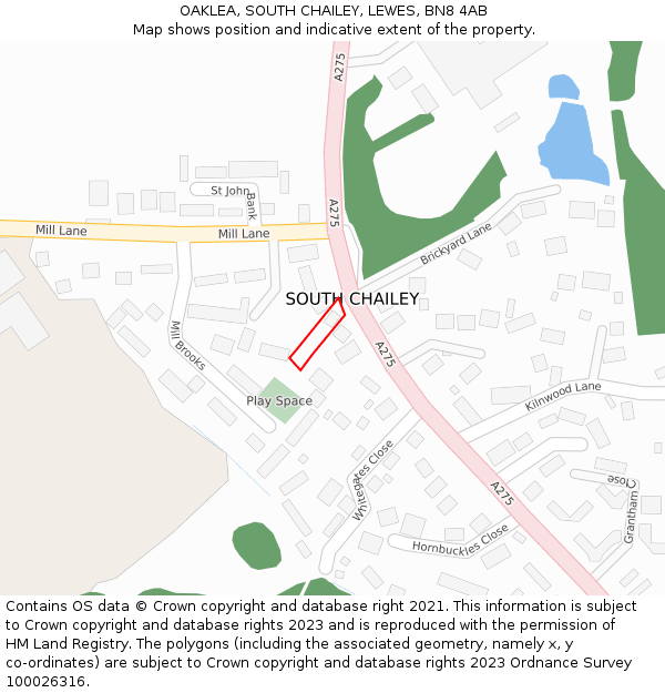 OAKLEA, SOUTH CHAILEY, LEWES, BN8 4AB: Location map and indicative extent of plot