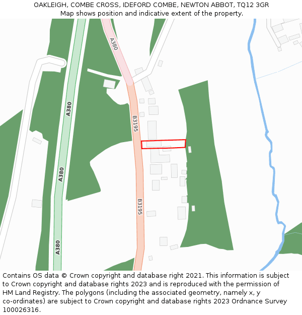 OAKLEIGH, COMBE CROSS, IDEFORD COMBE, NEWTON ABBOT, TQ12 3GR: Location map and indicative extent of plot