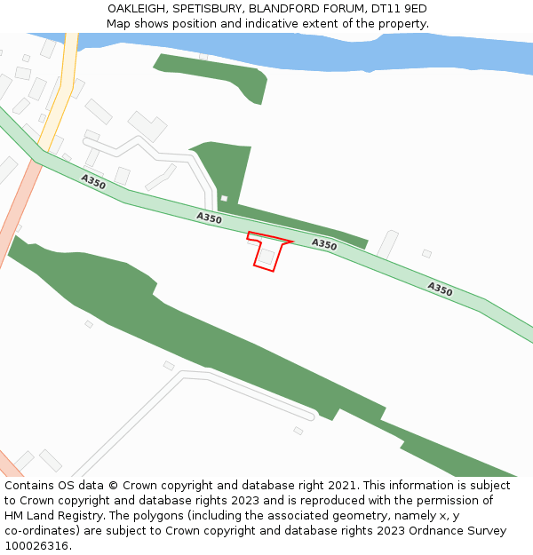 OAKLEIGH, SPETISBURY, BLANDFORD FORUM, DT11 9ED: Location map and indicative extent of plot