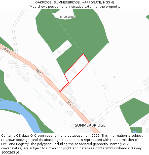 OAKRIDGE, SUMMERBRIDGE, HARROGATE, HG3 4JJ: Location map and indicative extent of plot