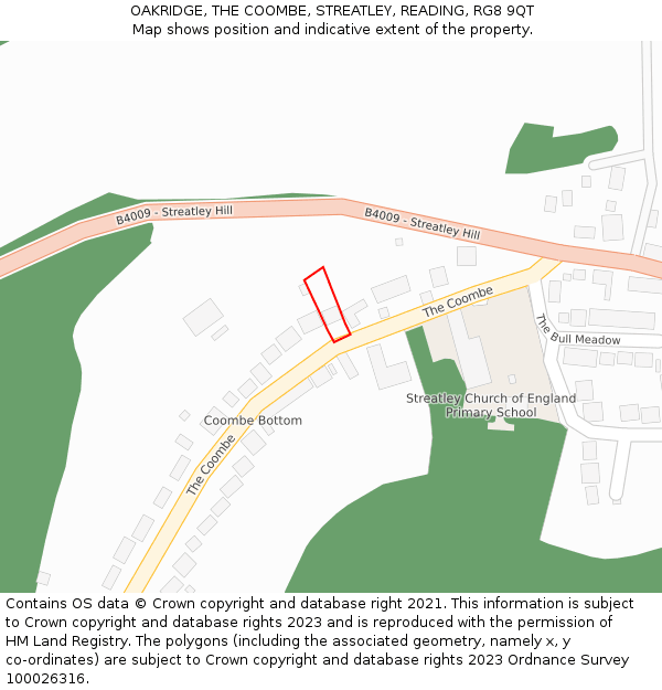 OAKRIDGE, THE COOMBE, STREATLEY, READING, RG8 9QT: Location map and indicative extent of plot