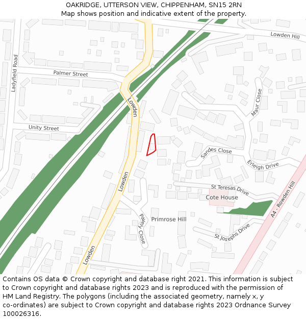 OAKRIDGE, UTTERSON VIEW, CHIPPENHAM, SN15 2RN: Location map and indicative extent of plot