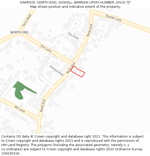 OAKROYD, NORTH END, GOXHILL, BARROW-UPON-HUMBER, DN19 7JT: Location map and indicative extent of plot