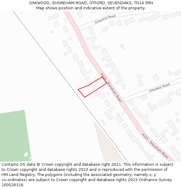 OAKWOOD, SHOREHAM ROAD, OTFORD, SEVENOAKS, TN14 5RN: Location map and indicative extent of plot