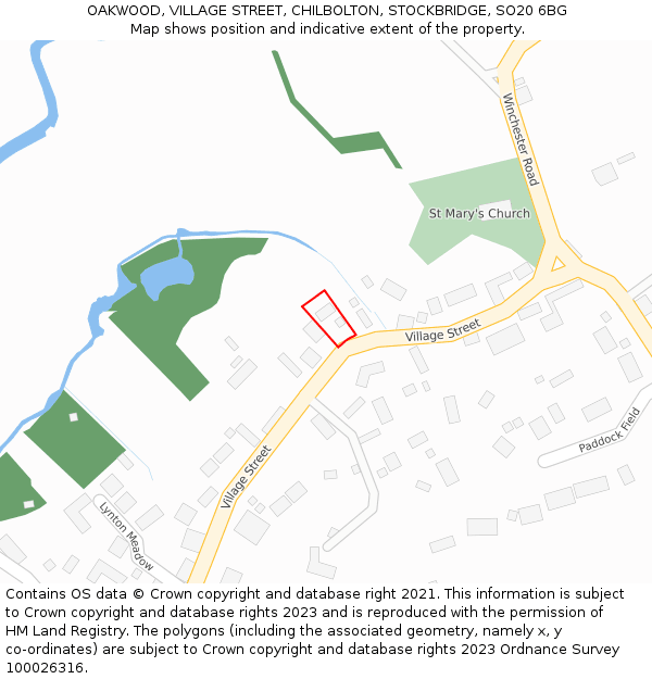 OAKWOOD, VILLAGE STREET, CHILBOLTON, STOCKBRIDGE, SO20 6BG: Location map and indicative extent of plot