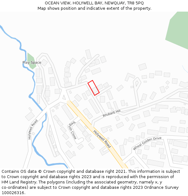 OCEAN VIEW, HOLYWELL BAY, NEWQUAY, TR8 5PQ: Location map and indicative extent of plot