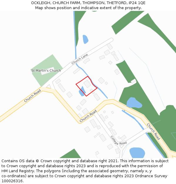 OCKLEIGH, CHURCH FARM, THOMPSON, THETFORD, IP24 1QE: Location map and indicative extent of plot