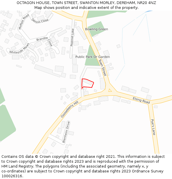 OCTAGON HOUSE, TOWN STREET, SWANTON MORLEY, DEREHAM, NR20 4NZ: Location map and indicative extent of plot