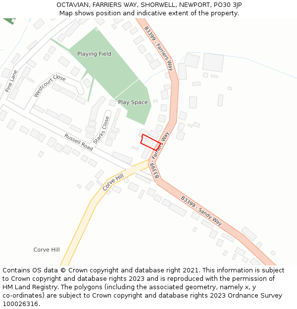 OCTAVIAN, FARRIERS WAY, SHORWELL, NEWPORT, PO30 3JP: Location map and indicative extent of plot