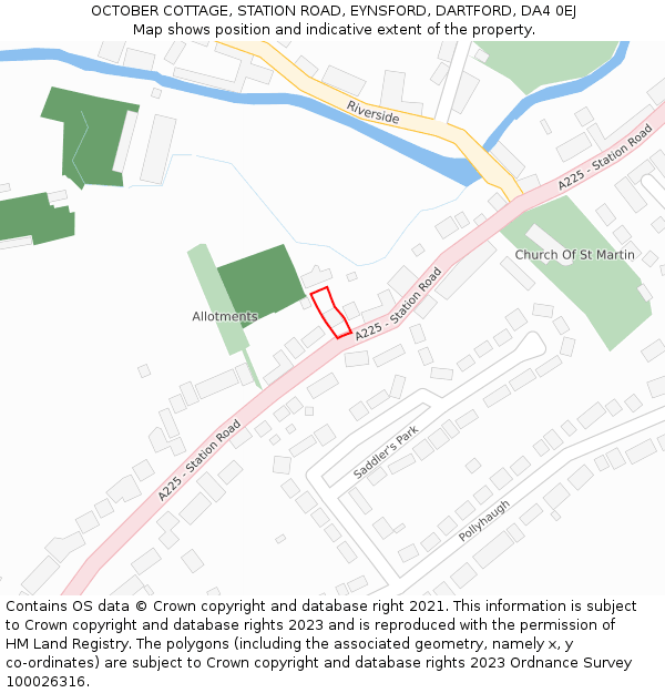 OCTOBER COTTAGE, STATION ROAD, EYNSFORD, DARTFORD, DA4 0EJ: Location map and indicative extent of plot