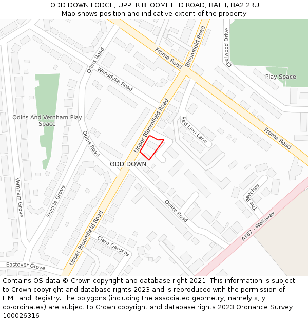 ODD DOWN LODGE, UPPER BLOOMFIELD ROAD, BATH, BA2 2RU: Location map and indicative extent of plot