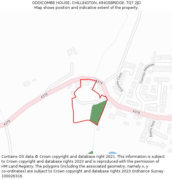 ODDICOMBE HOUSE, CHILLINGTON, KINGSBRIDGE, TQ7 2JD: Location map and indicative extent of plot