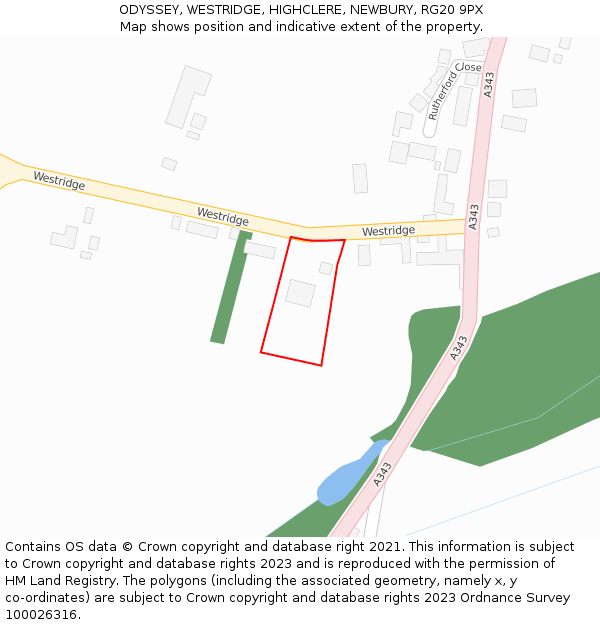 ODYSSEY, WESTRIDGE, HIGHCLERE, NEWBURY, RG20 9PX: Location map and indicative extent of plot