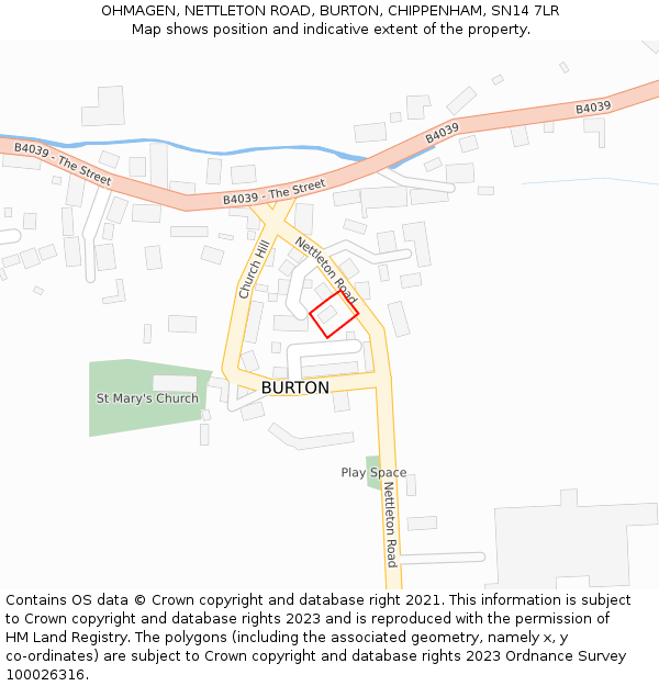 OHMAGEN, NETTLETON ROAD, BURTON, CHIPPENHAM, SN14 7LR: Location map and indicative extent of plot