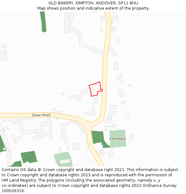 OLD BAKERY, KIMPTON, ANDOVER, SP11 8NU: Location map and indicative extent of plot