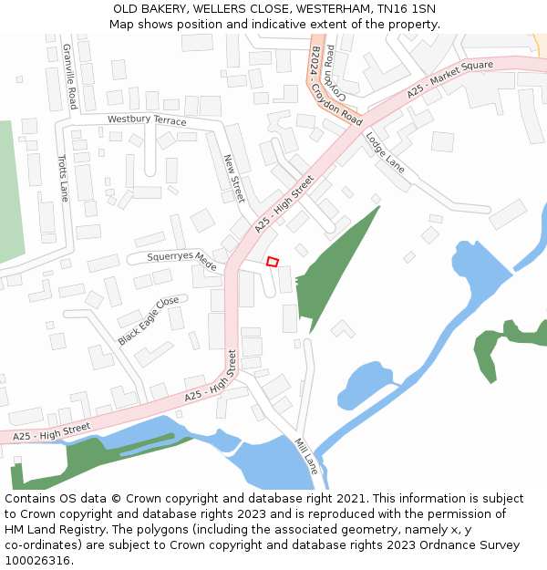 OLD BAKERY, WELLERS CLOSE, WESTERHAM, TN16 1SN: Location map and indicative extent of plot