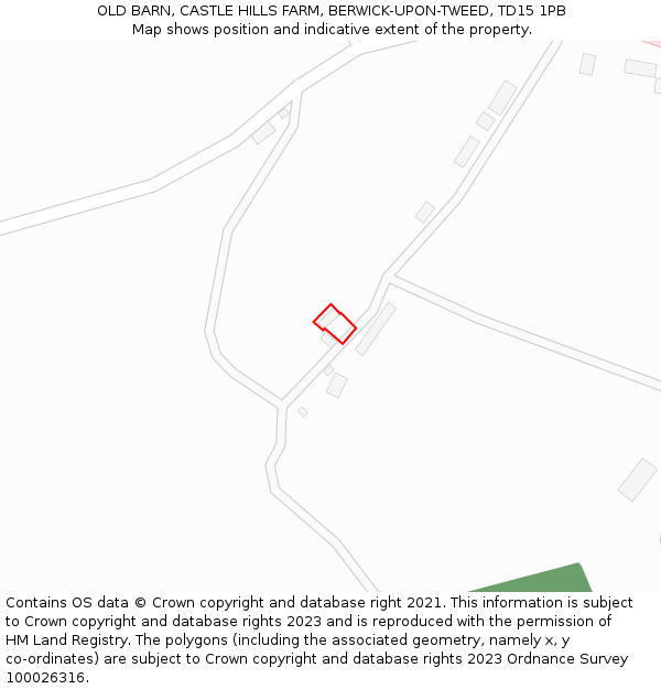 OLD BARN, CASTLE HILLS FARM, BERWICK-UPON-TWEED, TD15 1PB: Location map and indicative extent of plot