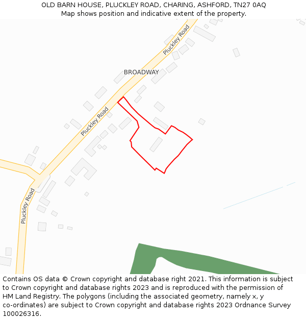 OLD BARN HOUSE, PLUCKLEY ROAD, CHARING, ASHFORD, TN27 0AQ: Location map and indicative extent of plot