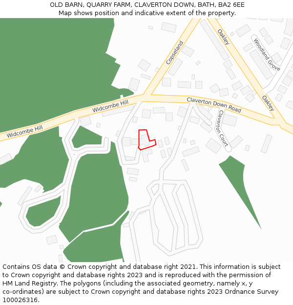 OLD BARN, QUARRY FARM, CLAVERTON DOWN, BATH, BA2 6EE: Location map and indicative extent of plot