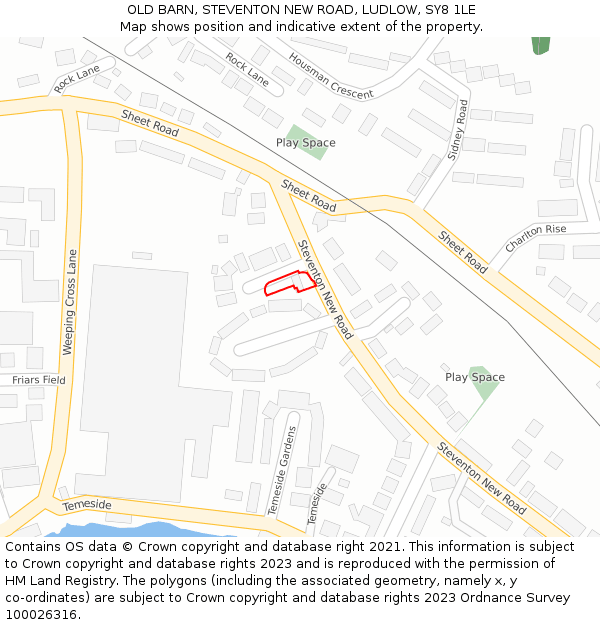 OLD BARN, STEVENTON NEW ROAD, LUDLOW, SY8 1LE: Location map and indicative extent of plot