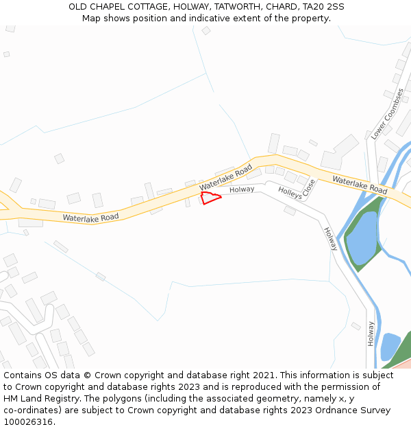 OLD CHAPEL COTTAGE, HOLWAY, TATWORTH, CHARD, TA20 2SS: Location map and indicative extent of plot