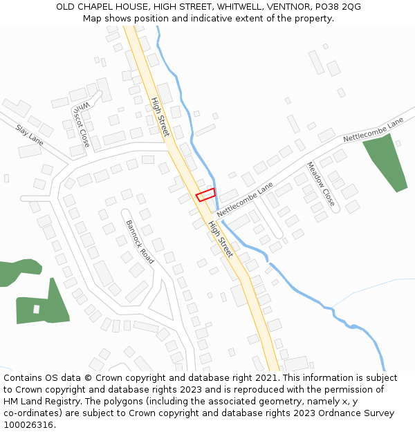 OLD CHAPEL HOUSE, HIGH STREET, WHITWELL, VENTNOR, PO38 2QG: Location map and indicative extent of plot