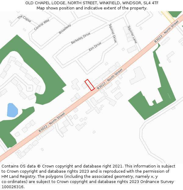 OLD CHAPEL LODGE, NORTH STREET, WINKFIELD, WINDSOR, SL4 4TF: Location map and indicative extent of plot