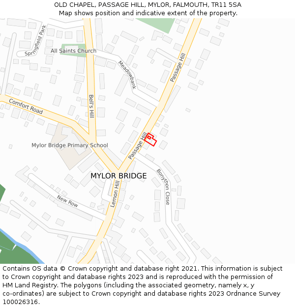OLD CHAPEL, PASSAGE HILL, MYLOR, FALMOUTH, TR11 5SA: Location map and indicative extent of plot