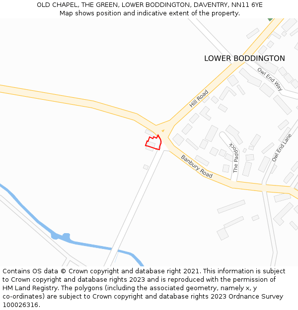 OLD CHAPEL, THE GREEN, LOWER BODDINGTON, DAVENTRY, NN11 6YE: Location map and indicative extent of plot