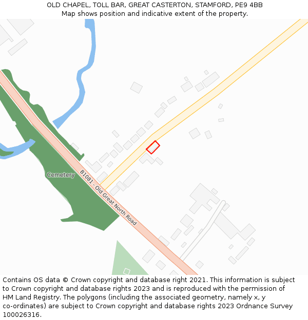 OLD CHAPEL, TOLL BAR, GREAT CASTERTON, STAMFORD, PE9 4BB: Location map and indicative extent of plot