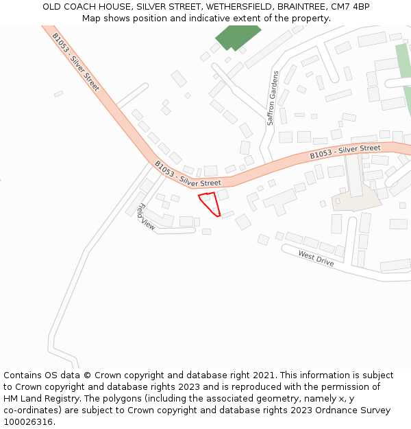 OLD COACH HOUSE, SILVER STREET, WETHERSFIELD, BRAINTREE, CM7 4BP: Location map and indicative extent of plot
