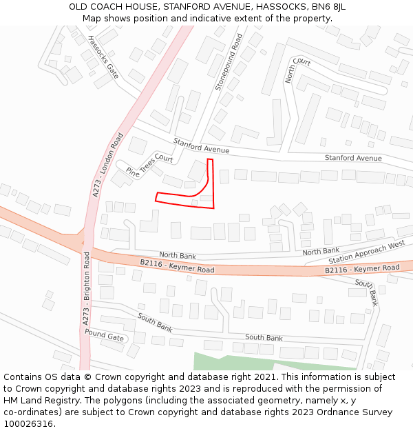 OLD COACH HOUSE, STANFORD AVENUE, HASSOCKS, BN6 8JL: Location map and indicative extent of plot