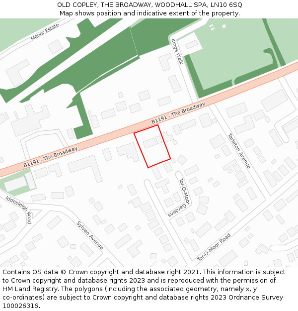 OLD COPLEY, THE BROADWAY, WOODHALL SPA, LN10 6SQ: Location map and indicative extent of plot