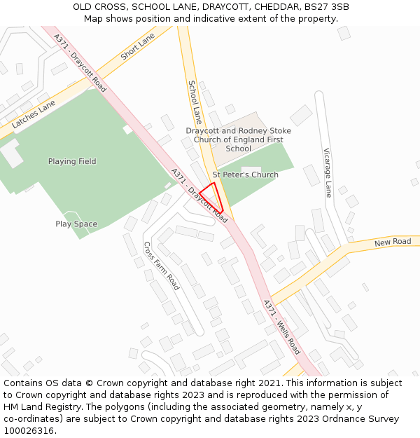 OLD CROSS, SCHOOL LANE, DRAYCOTT, CHEDDAR, BS27 3SB: Location map and indicative extent of plot