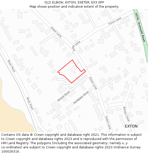 OLD ELBOW, EXTON, EXETER, EX3 0PP: Location map and indicative extent of plot