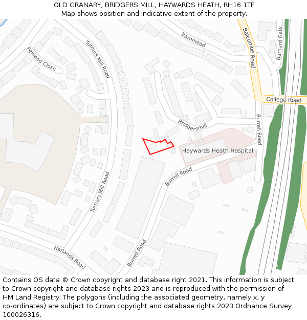 OLD GRANARY, BRIDGERS MILL, HAYWARDS HEATH, RH16 1TF: Location map and indicative extent of plot