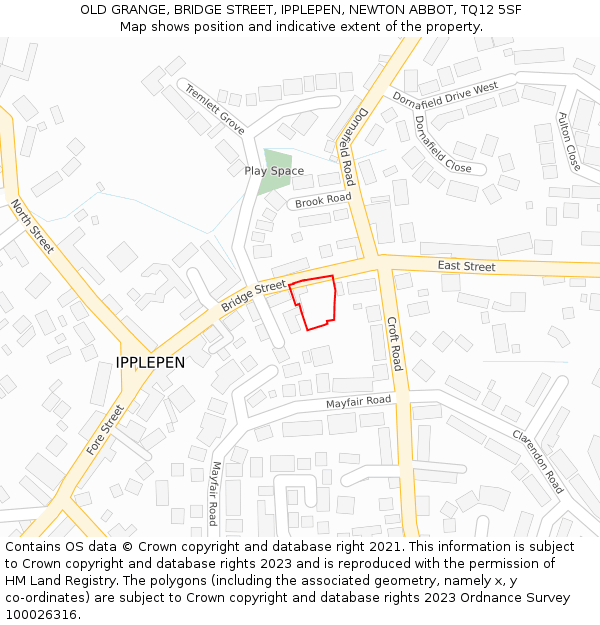 OLD GRANGE, BRIDGE STREET, IPPLEPEN, NEWTON ABBOT, TQ12 5SF: Location map and indicative extent of plot