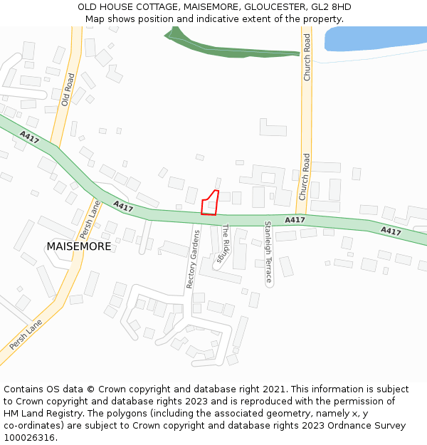 OLD HOUSE COTTAGE, MAISEMORE, GLOUCESTER, GL2 8HD: Location map and indicative extent of plot