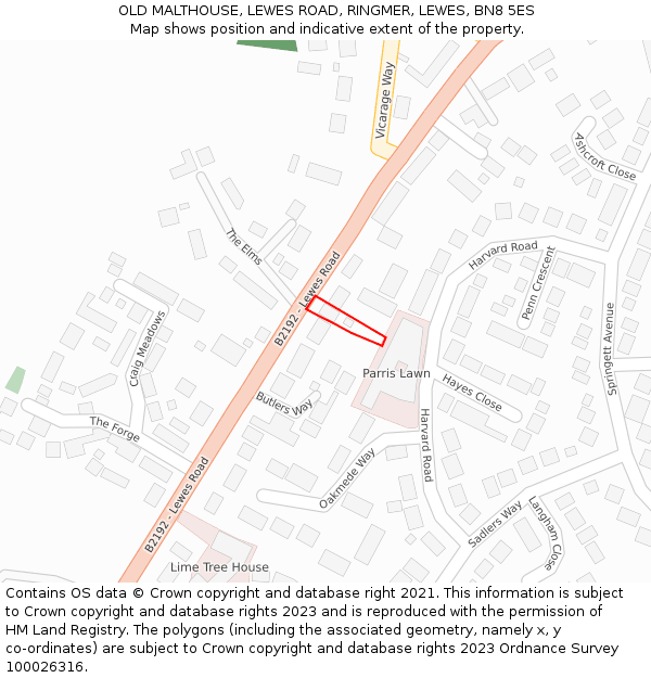 OLD MALTHOUSE, LEWES ROAD, RINGMER, LEWES, BN8 5ES: Location map and indicative extent of plot