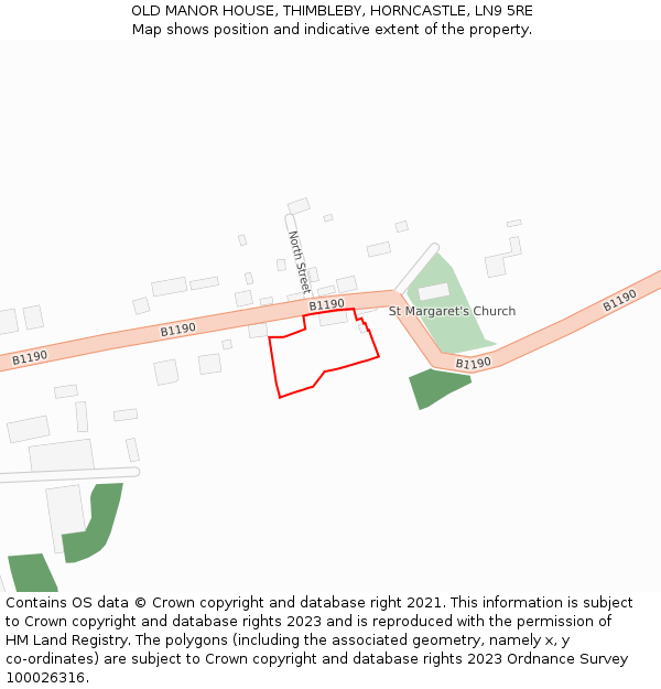 OLD MANOR HOUSE, THIMBLEBY, HORNCASTLE, LN9 5RE: Location map and indicative extent of plot