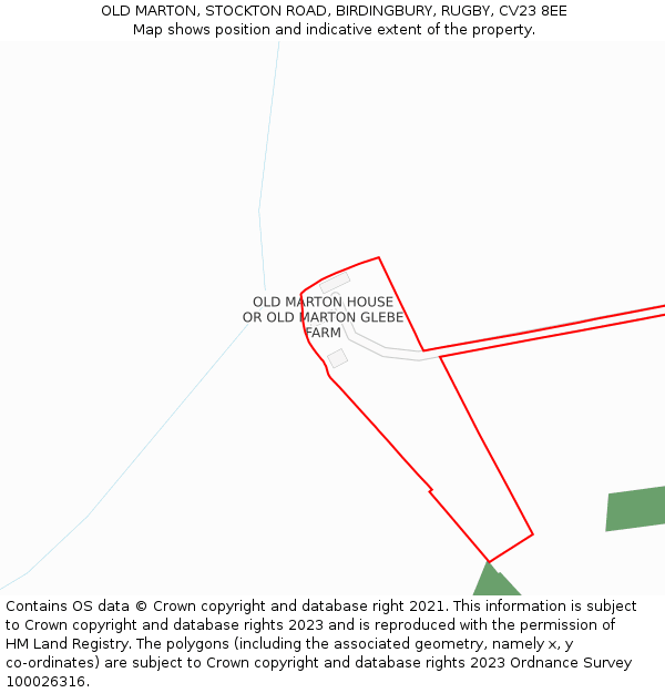 OLD MARTON, STOCKTON ROAD, BIRDINGBURY, RUGBY, CV23 8EE: Location map and indicative extent of plot