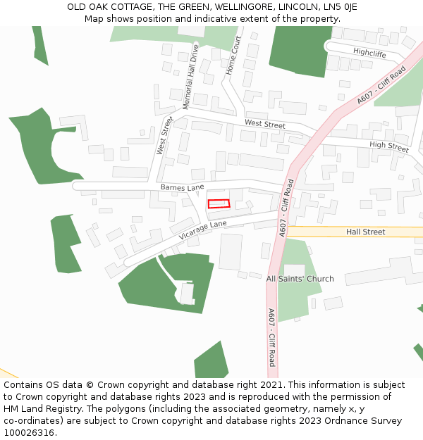 OLD OAK COTTAGE, THE GREEN, WELLINGORE, LINCOLN, LN5 0JE: Location map and indicative extent of plot