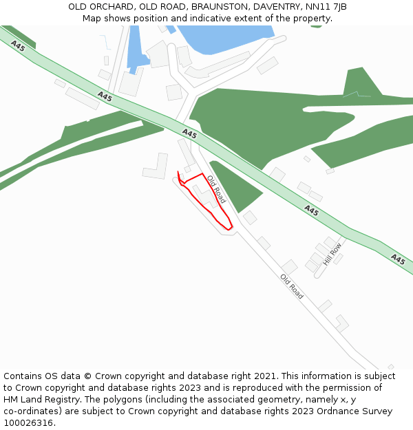 OLD ORCHARD, OLD ROAD, BRAUNSTON, DAVENTRY, NN11 7JB: Location map and indicative extent of plot