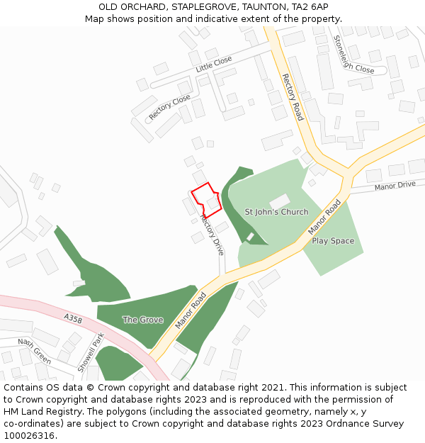 OLD ORCHARD, STAPLEGROVE, TAUNTON, TA2 6AP: Location map and indicative extent of plot