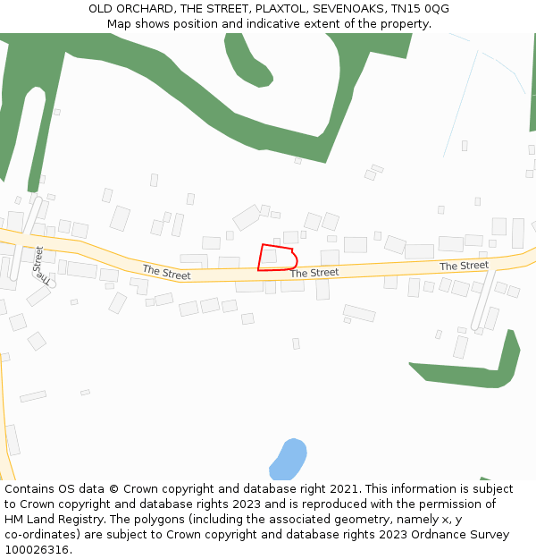 OLD ORCHARD, THE STREET, PLAXTOL, SEVENOAKS, TN15 0QG: Location map and indicative extent of plot