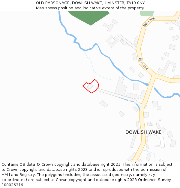 OLD PARSONAGE, DOWLISH WAKE, ILMINSTER, TA19 0NY: Location map and indicative extent of plot